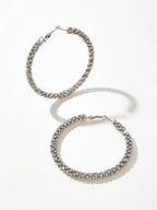 Cubic Zirconia Decor Hoop Earrings