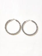 Cubic Zirconia Decor Hoop Earrings