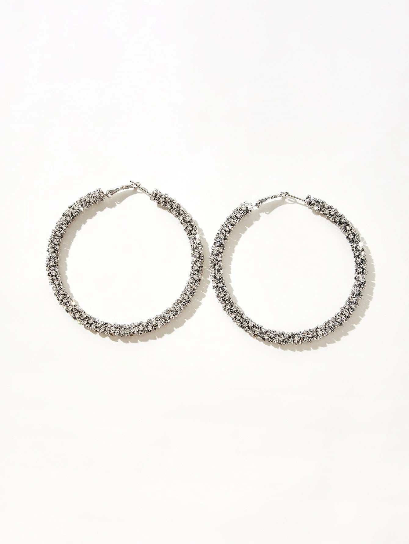 Cubic Zirconia Decor Hoop Earrings