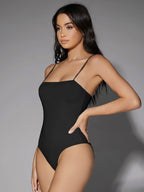Solid Backless Cami Bodysuit