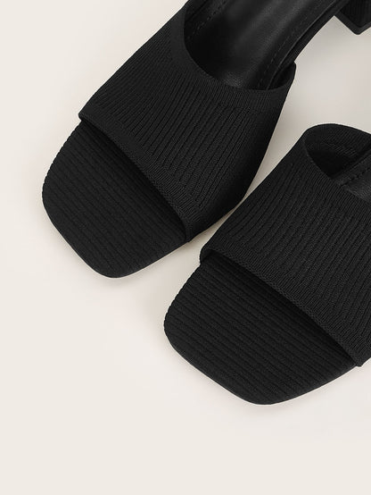 Knit Chunky Heeled Sandal