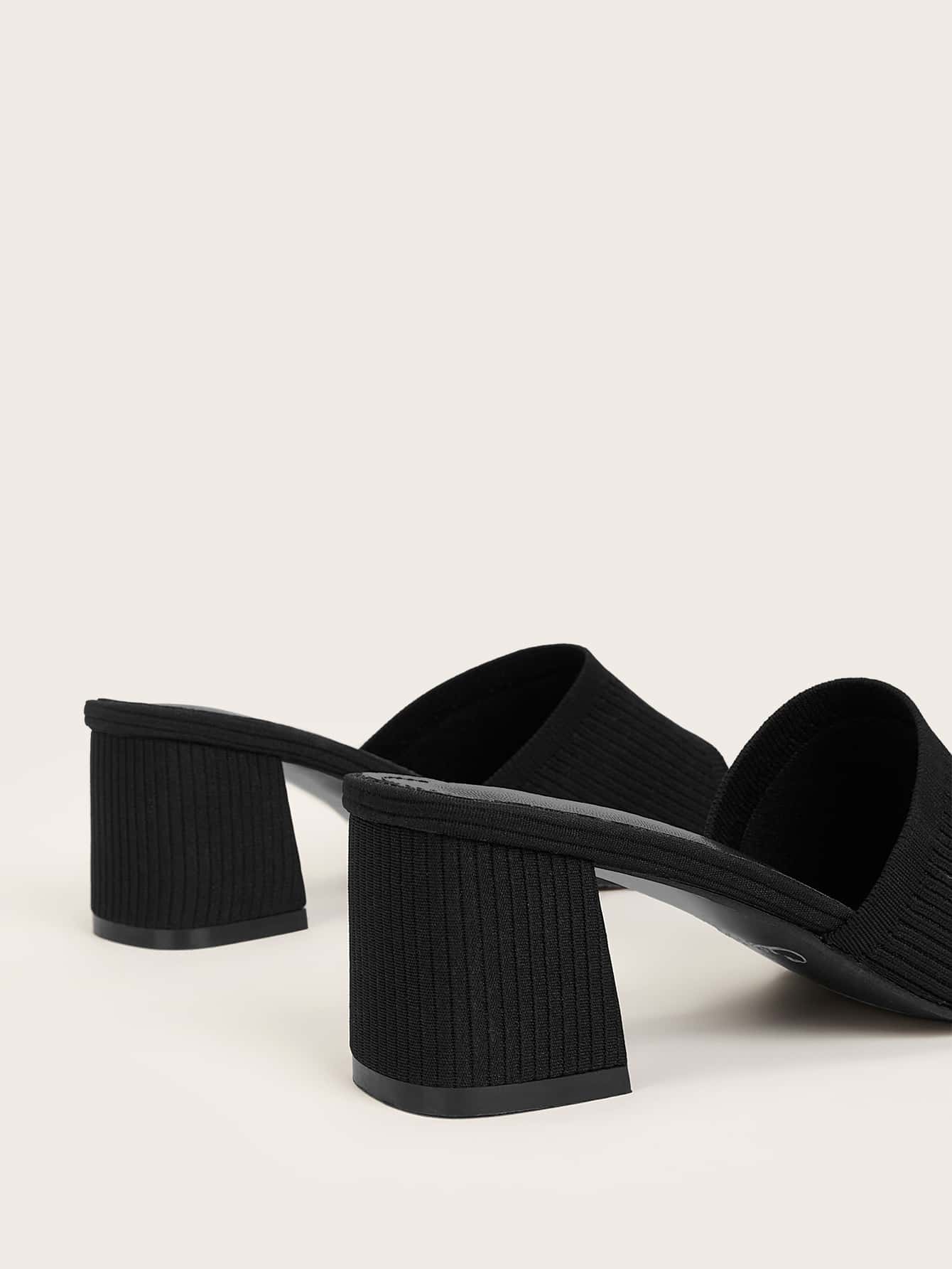 Knit Chunky Heeled Sandal