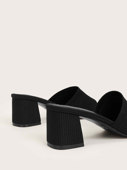 Knit Chunky Heeled Sandal