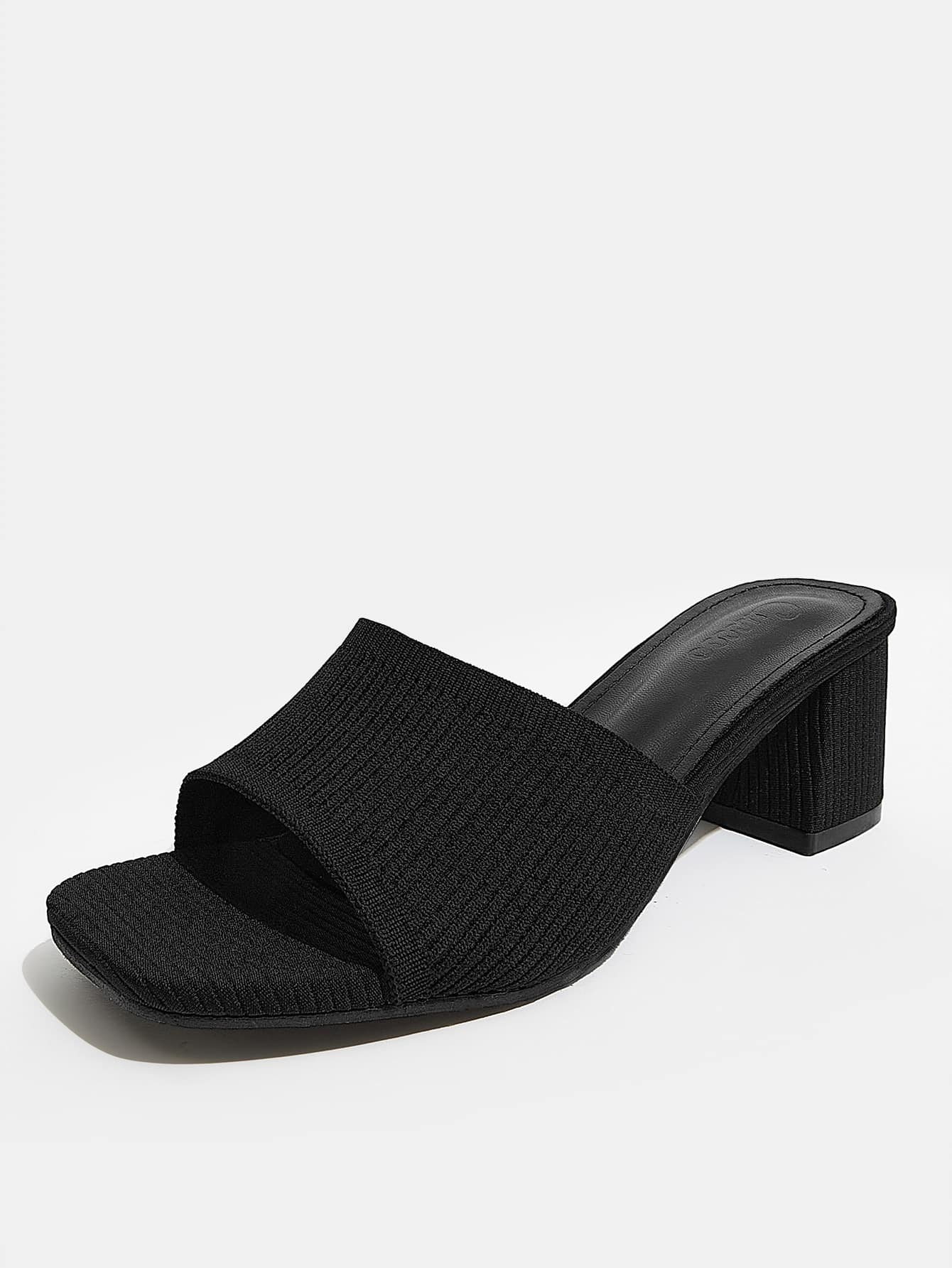 Knit Chunky Heeled Sandal
