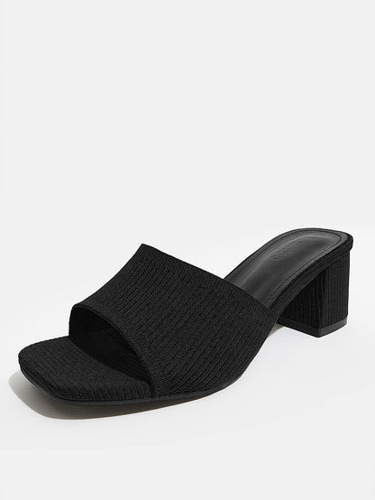 Knit Chunky Heeled Sandal