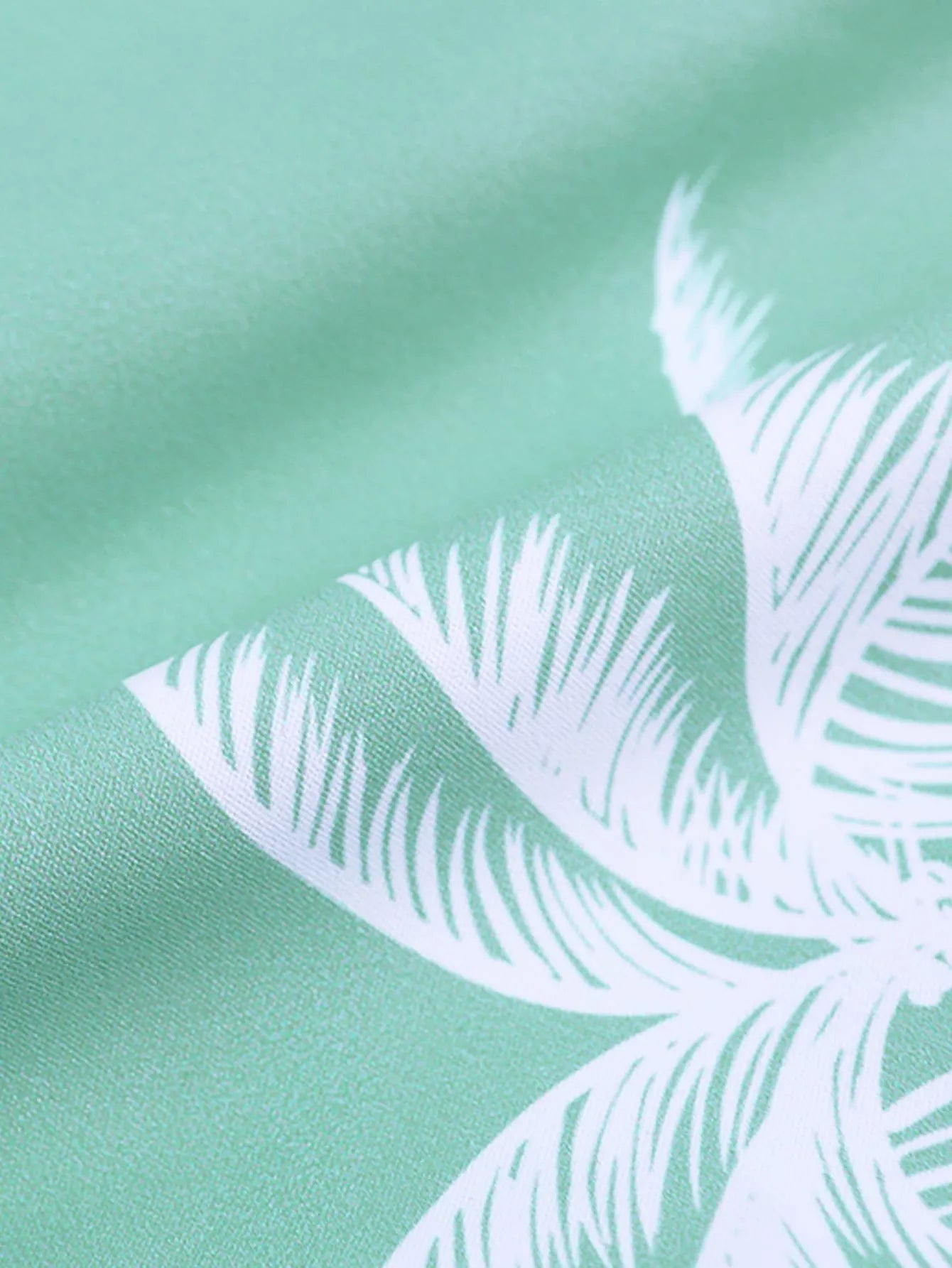 Palm Tree Print Shirt & Drawstring Shorts Set