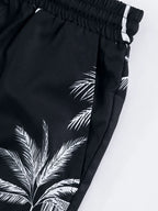 Palm Tree Print Shirt & Drawstring Shorts Sets