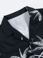 Palm Tree Print Shirt & Drawstring Shorts Sets