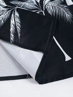 Palm Tree Print Shirt & Drawstring Shorts Sets