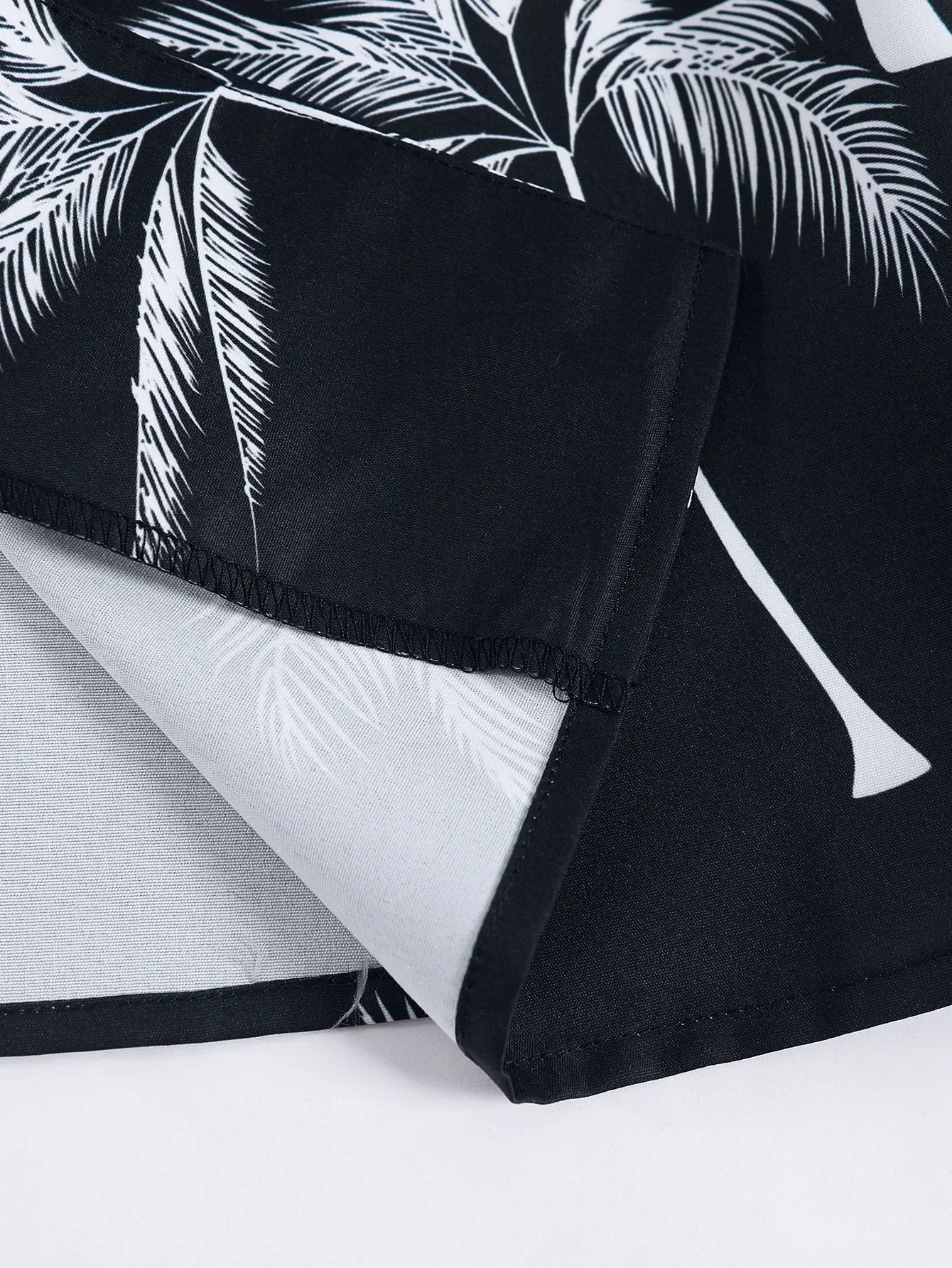 Palm Tree Print Shirt & Drawstring Shorts Sets