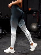 Seamless Ombre Hollow Out Top-stitching Sports Leggings