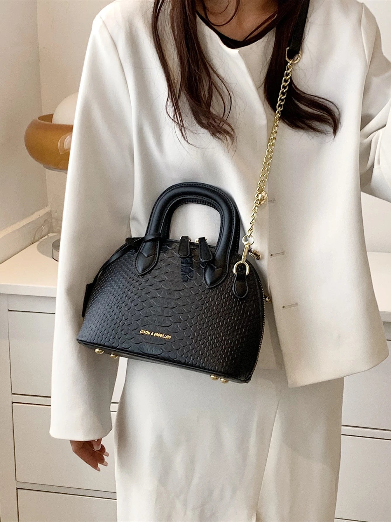 Crocodile Shoulder Strap and Handle bag