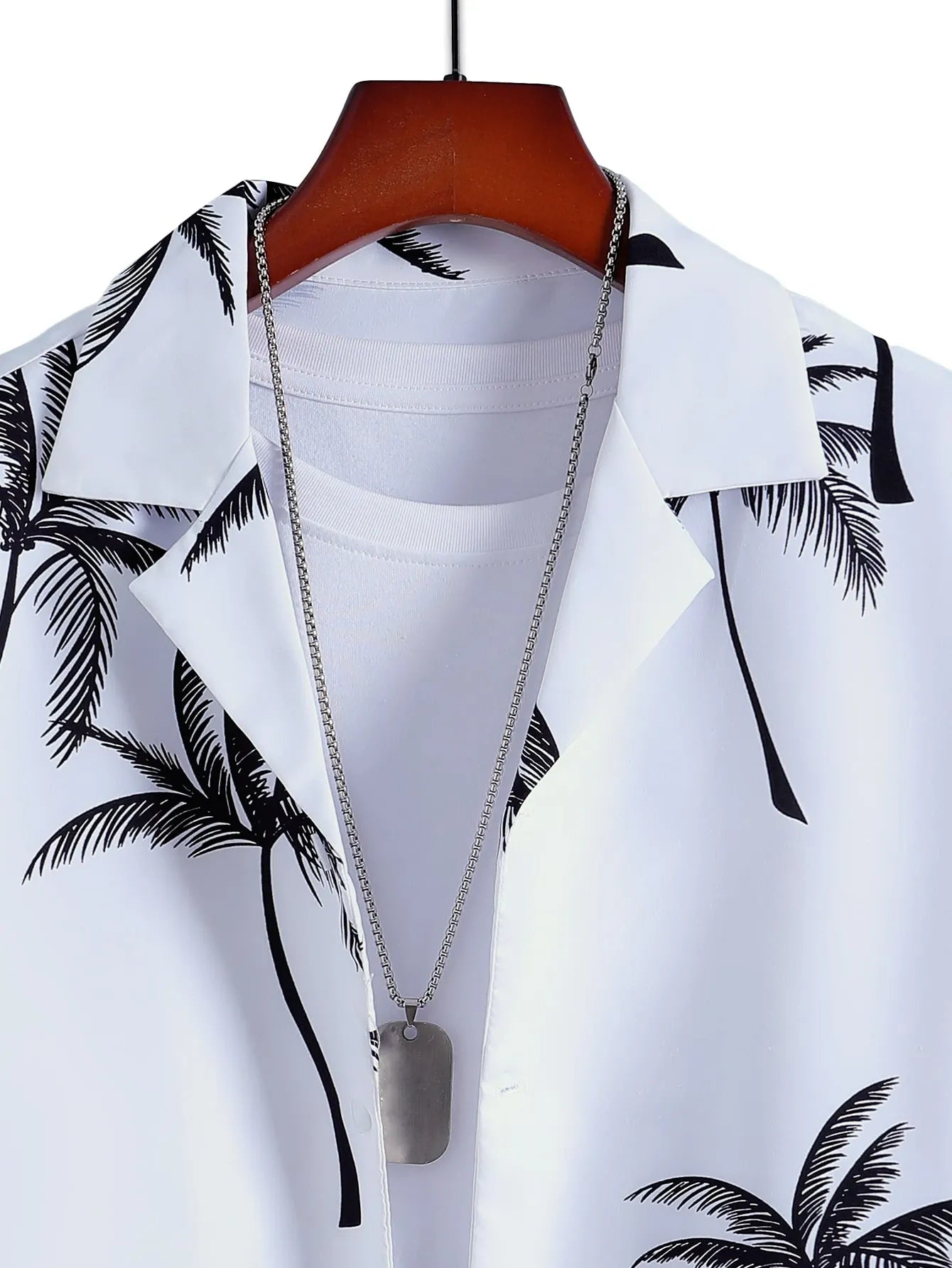 Palm Tree Print Shirt  & Drawstring Shorts Sets