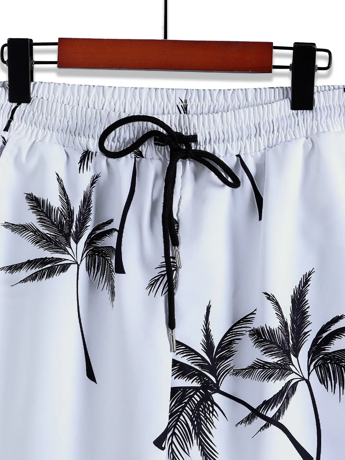 Palm Tree Print Shirt  & Drawstring Shorts Sets