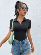 Solid Collared Tee Bodysuit