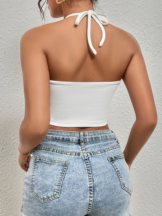 Tie Back Crop Halter Top