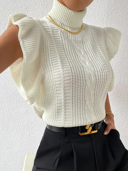 Mock Neck Short Cap Sweater Vest