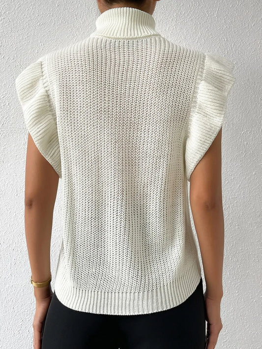 Mock Neck Short Cap Sweater Vest