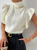 Mock Neck Short Cap Sweater Vest