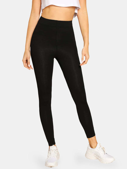 Black Heather Cropped Leggings