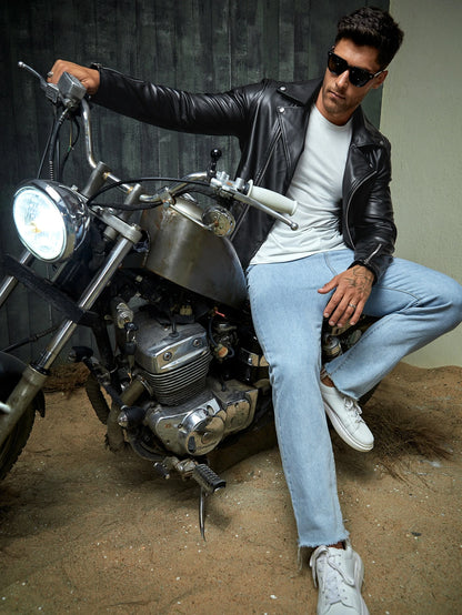 FAVEN Man black leather jacket