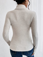 Knit Textured Ribbed  Turtleneck