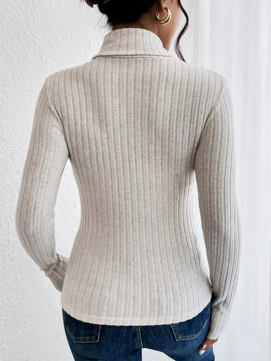 Knit Textured Ribbed  Turtleneck