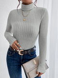 Knit Textured Ribbed Turtleneck