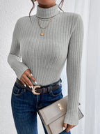 Knit Textured Ribbed Turtleneck