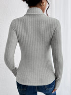 Knit Textured Ribbed Turtleneck