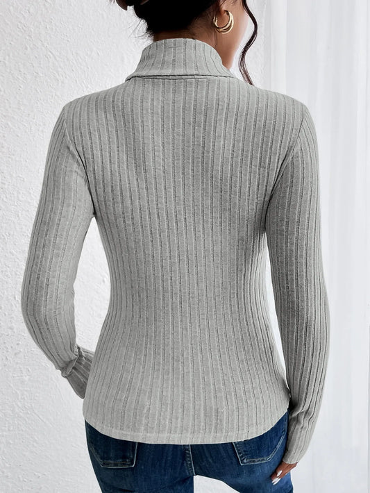Knit Textured Ribbed Turtleneck