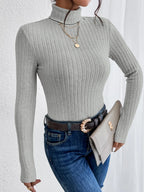 Knit Textured Ribbed Turtleneck