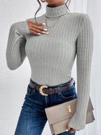 Knit Textured Ribbed Turtleneck