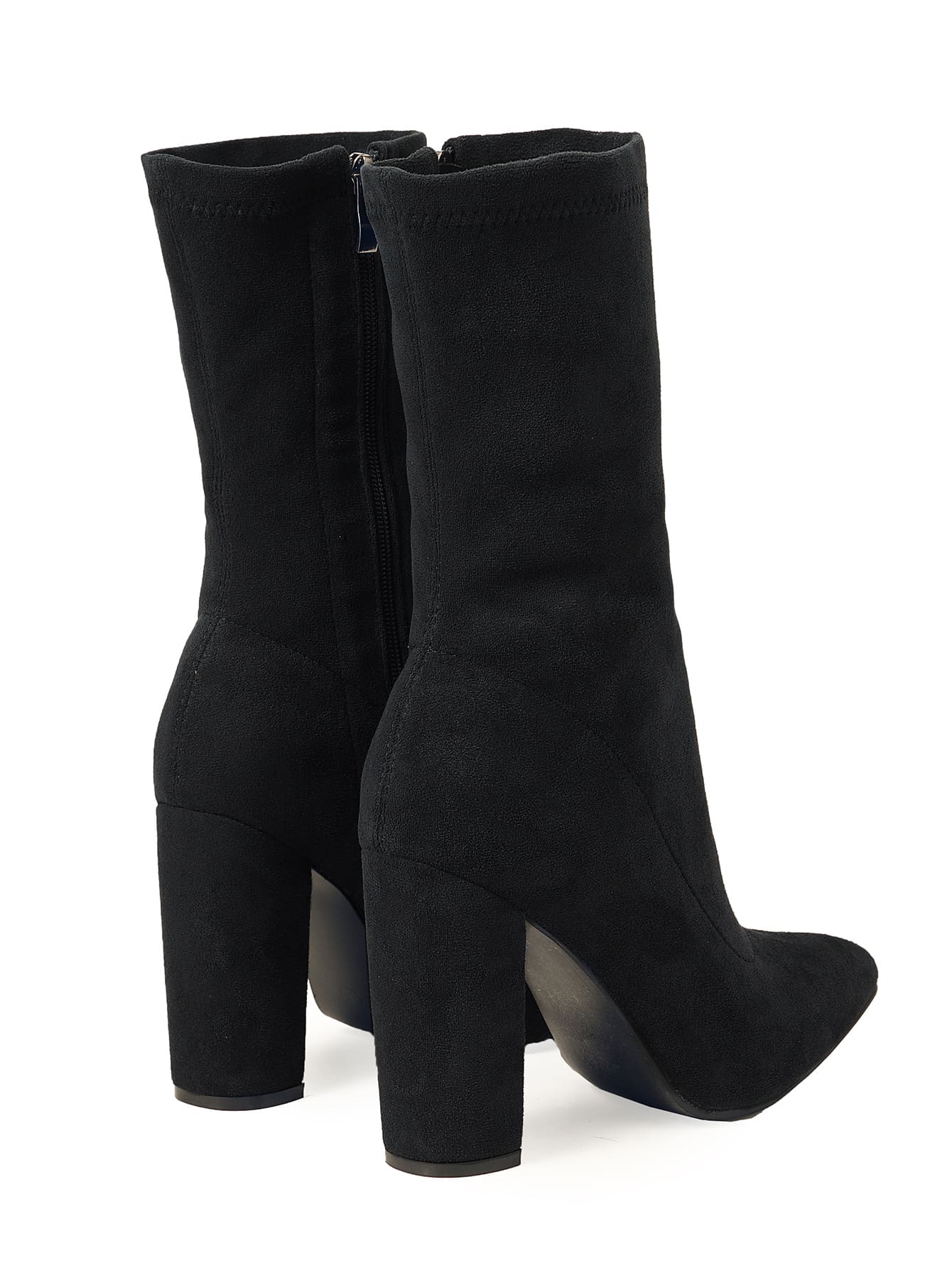 Black knee-high boots on a white background