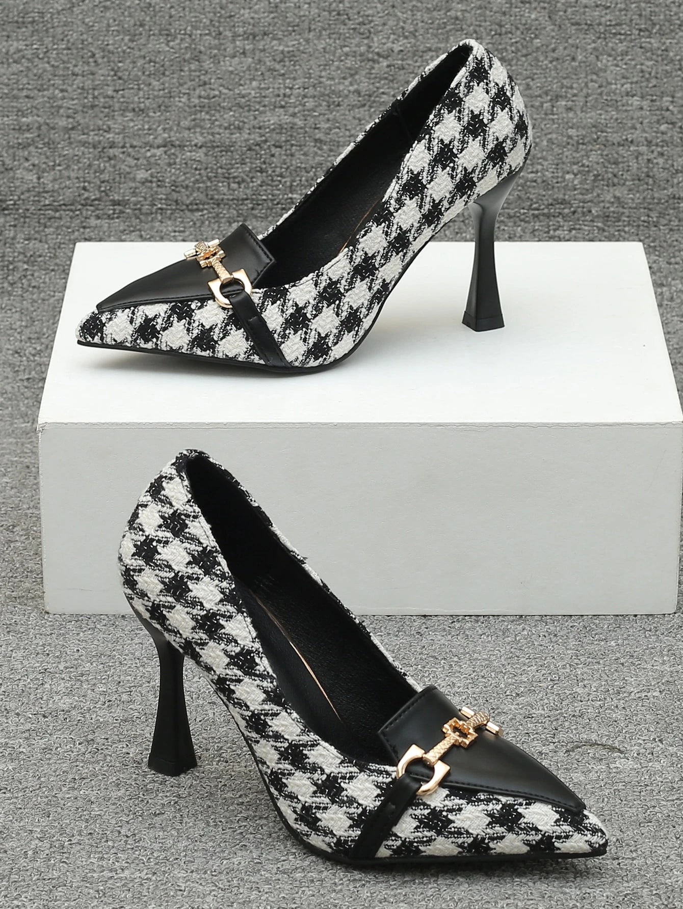 Pyramid Heeled Court Pumps