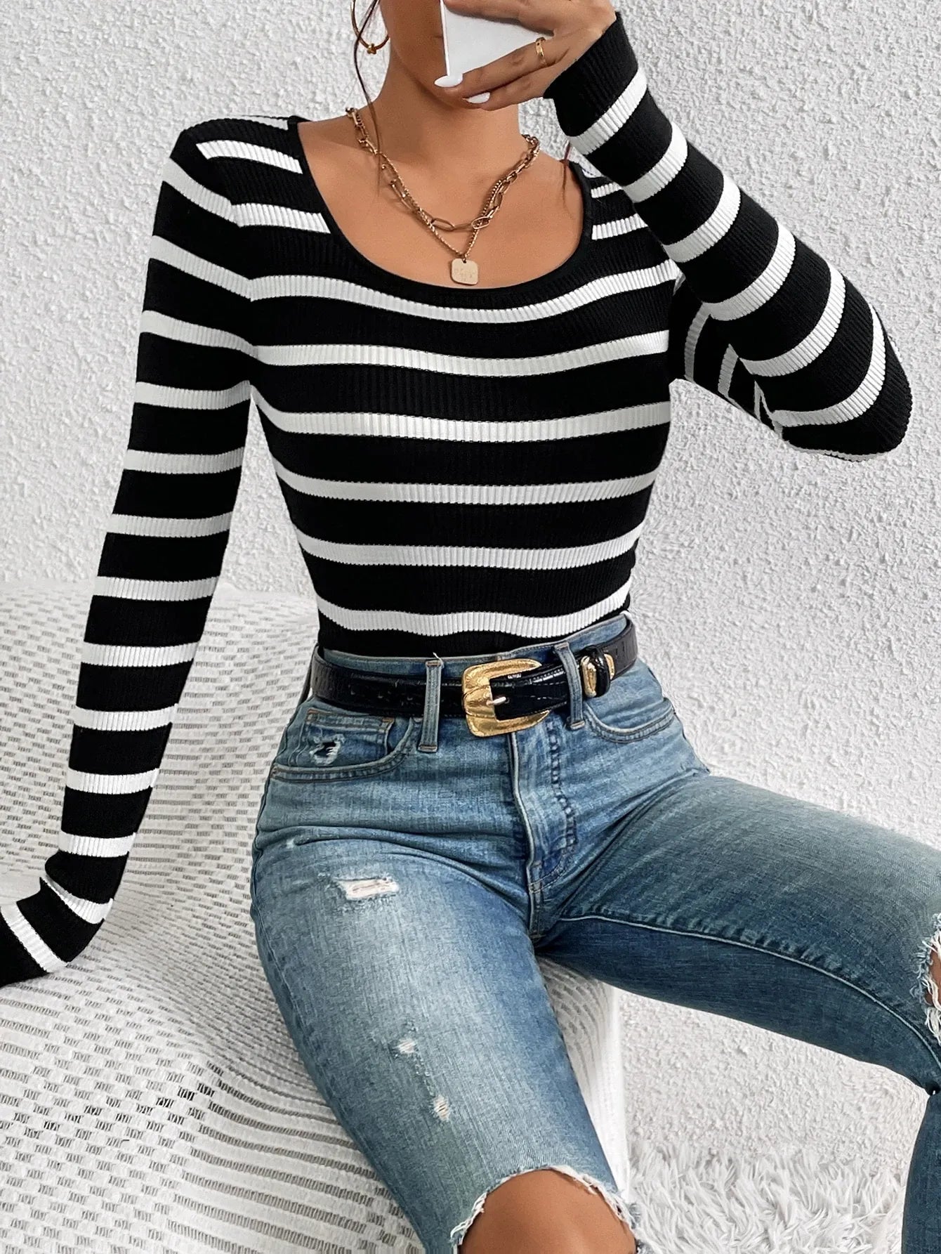 Striped Round Neck Sweater