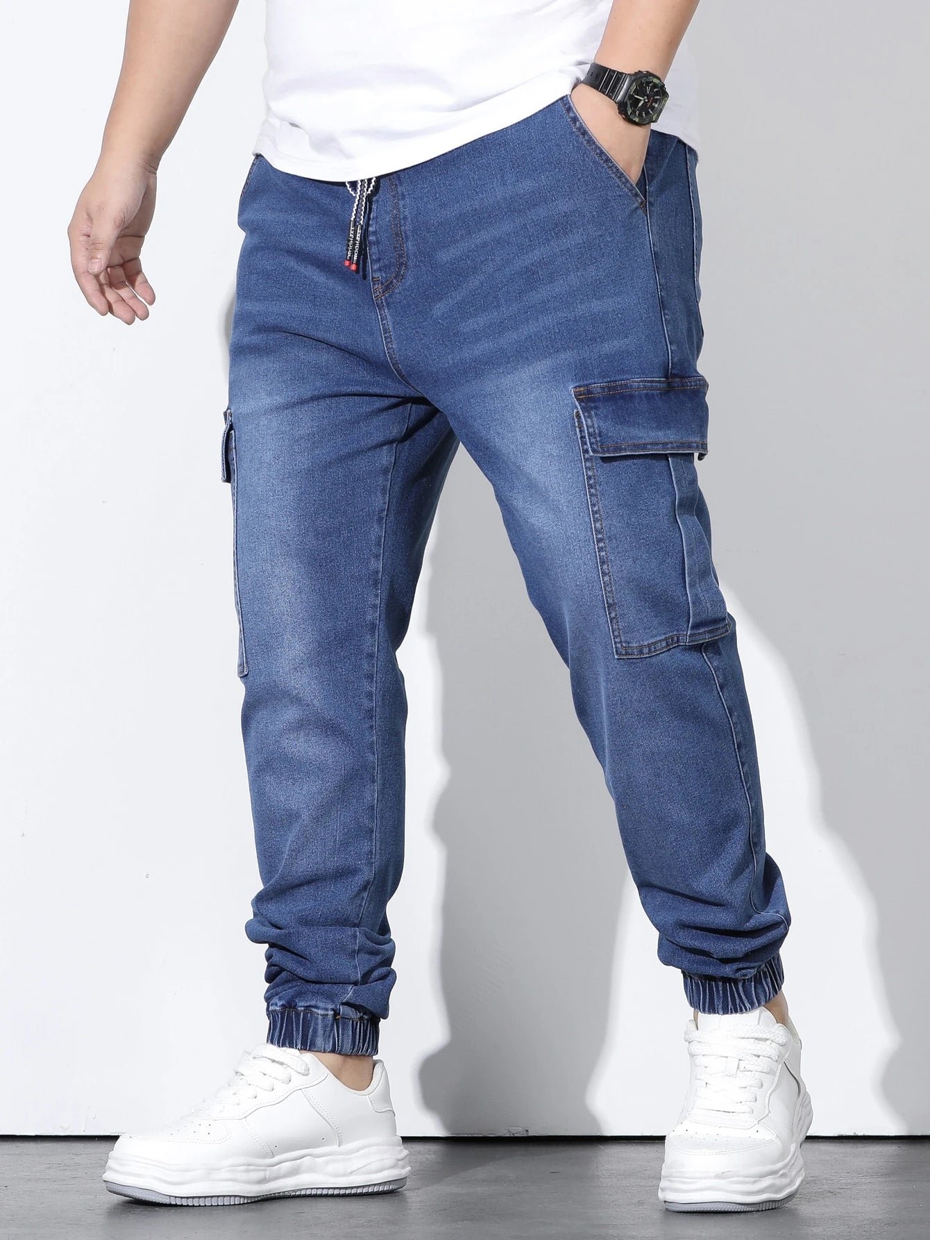 FAVEN blue cargo jogger pants
