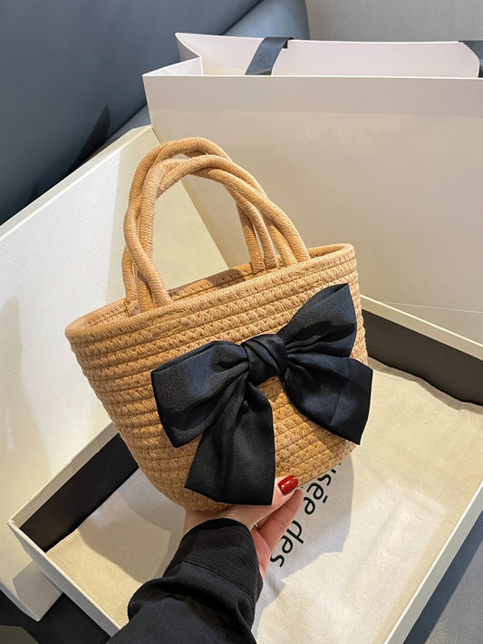 Bow Crochet Tote Bag