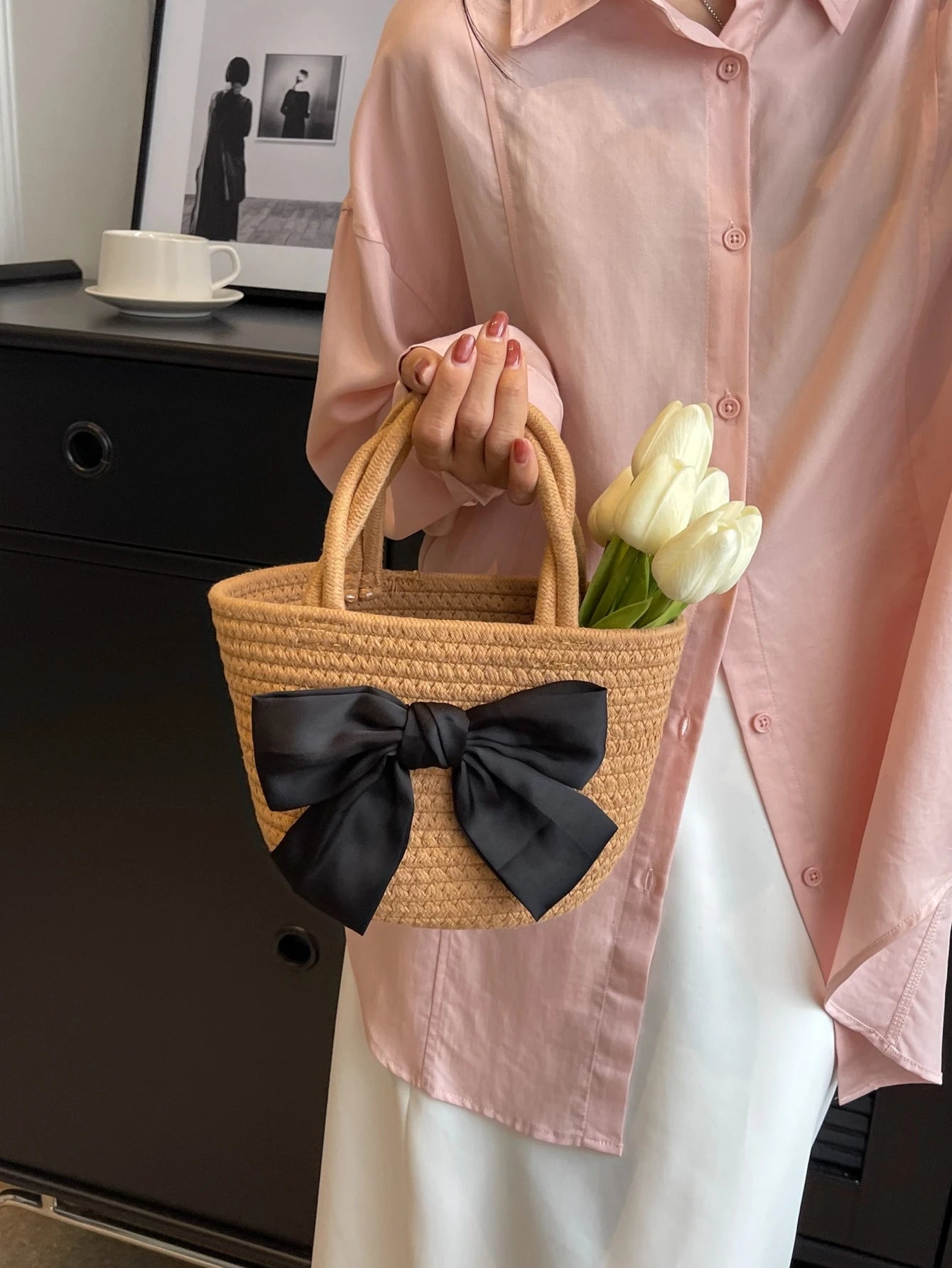 Bow Crochet Tote Bag