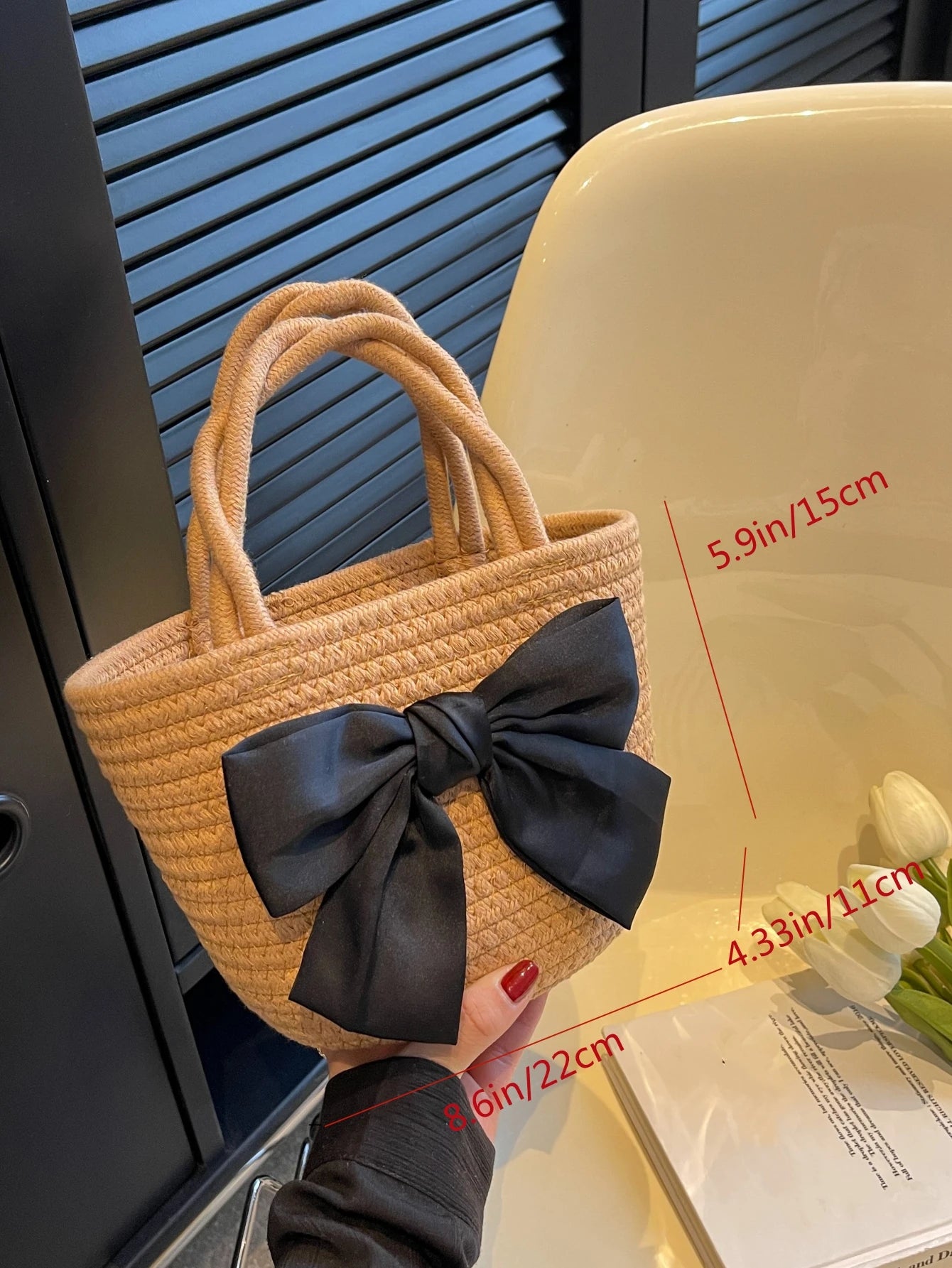 Bow Crochet Tote Bag