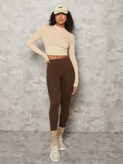 Choc Brown Heather Cropped Leggings