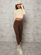 Choc Brown Heather Cropped Leggings