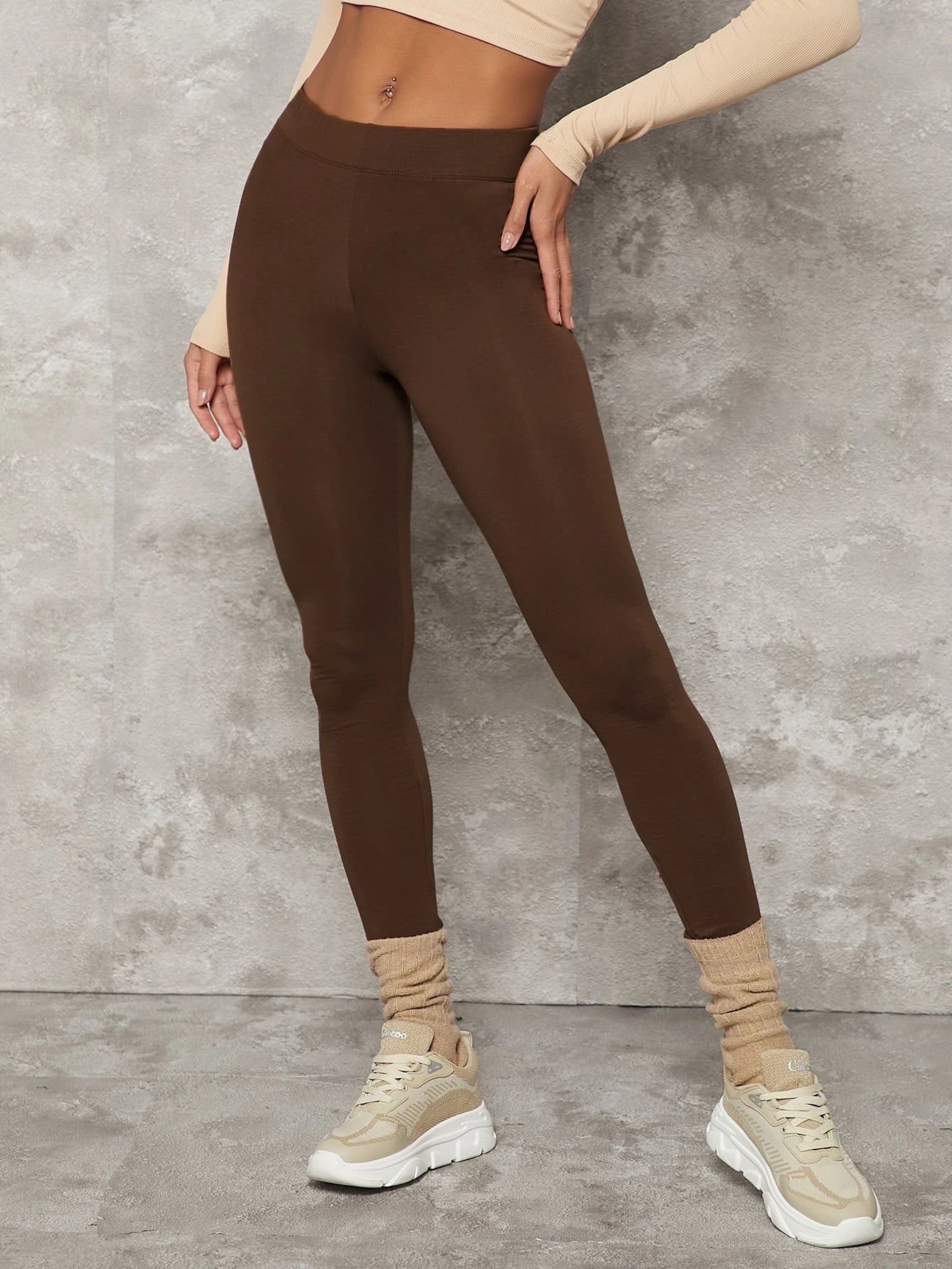 Choc Brown Heather Cropped Leggings