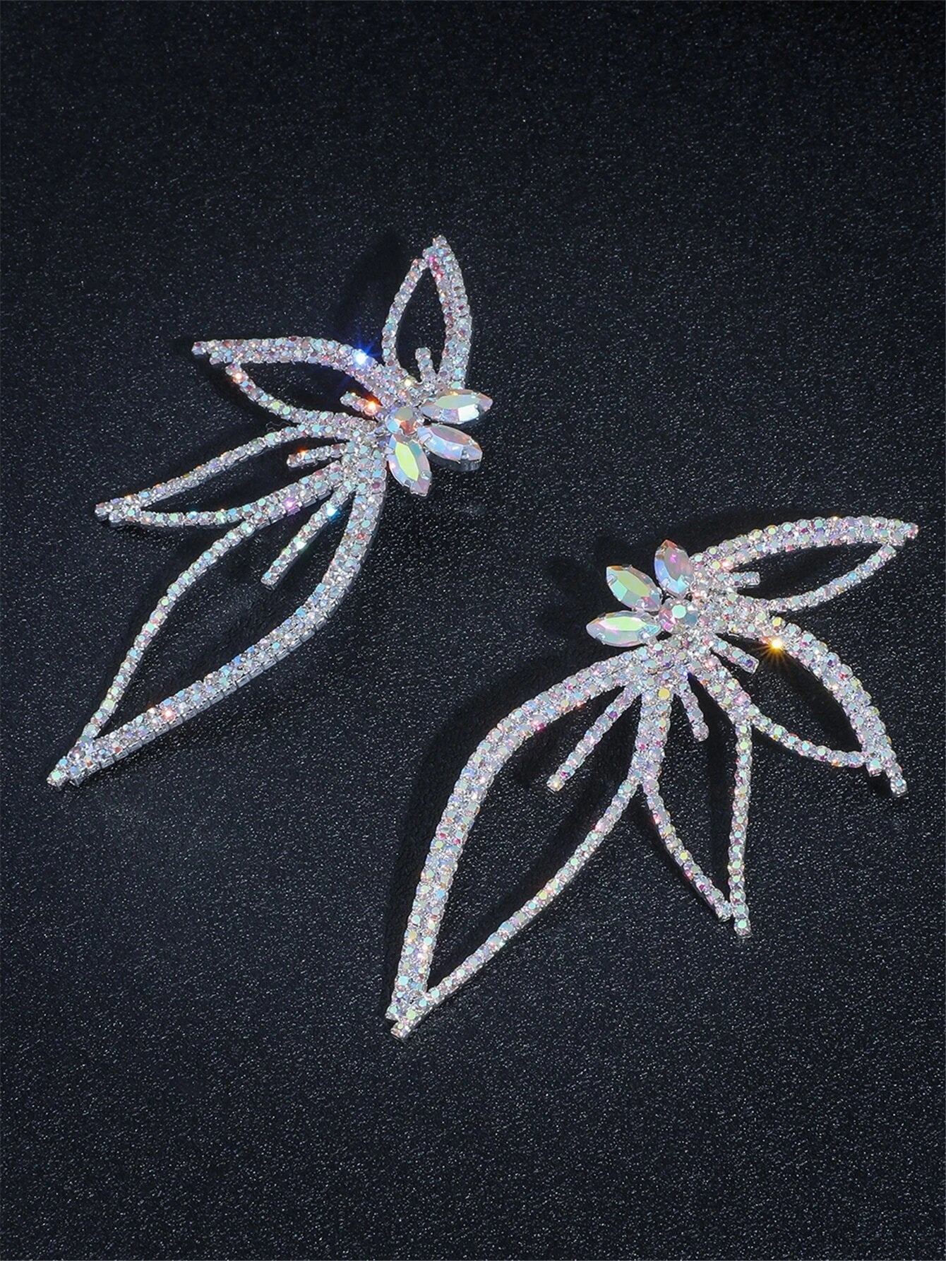 Rhinestone Wing Stud Earrings