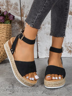 Open Toe Band Wedge Heel Sandals