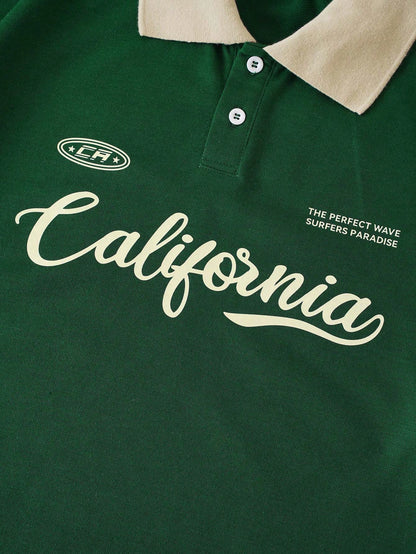 Graphic Contrast Collar Tee