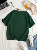 Graphic Contrast Collar Polo Shirt