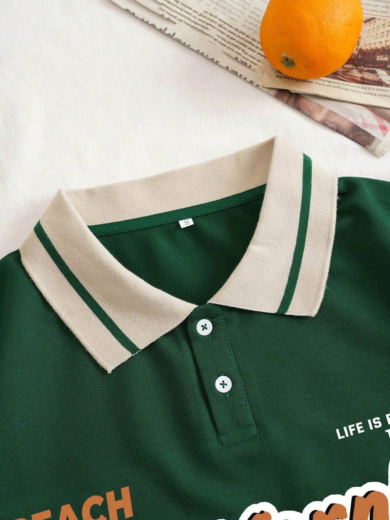 Graphic Contrast Collar Polo Shirt