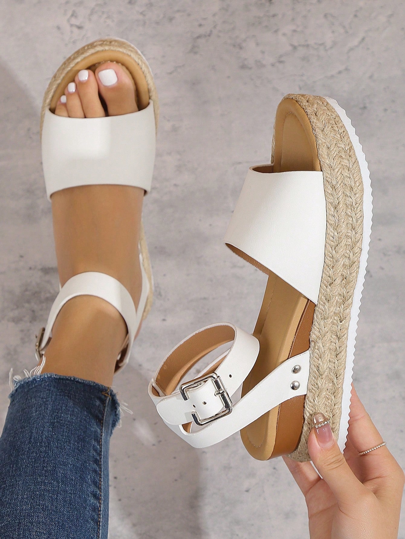 Open Toe Band Wedge Heel Sandals