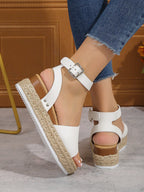 Open Toe Band Wedge Heel Sandals
